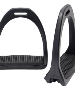 Staffe sagomate con base da 125 mm con pedane in gomma in plastica nera