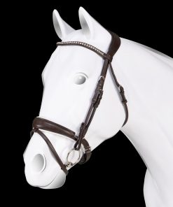 TESTIERA ACAVALLO POESIA IN PELLE LAMINATA MARRONE