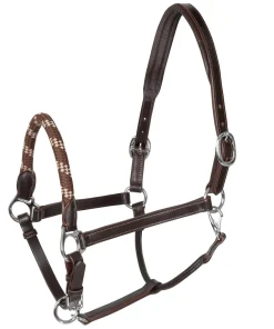 CAVEZZA ACAVALLO IN PELLE ANATOMICA CON NASALINA IN CORDA TESTA DI MORO