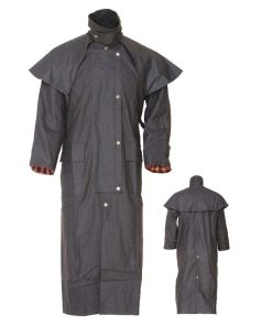 GIACCA IMPERMEABILE CERATA LUNGA - Nero