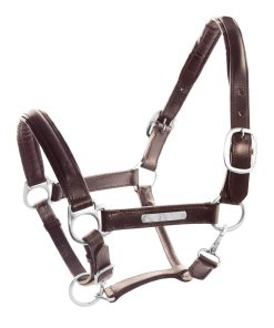 CAVEZZA CUOIO DOPPIATO FIBBIE OTTONE - Marrone scuro