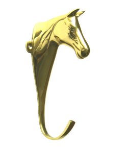 Testa cavallo in vero ottone lucidata a mano pesante con viti 15 cm