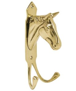 Testa cavallo in ottone finitura cromata con due ganci