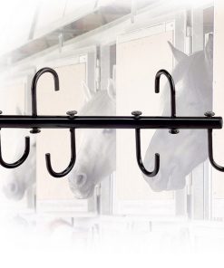 Portabriglia portatile nero in metallo verniciato con ganci girevoli