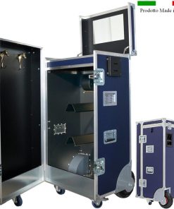 Baule blu per due selle inglesi in legno marino 65X70X132H