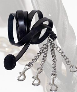 Lunghina da presentazione in cuoio con catena in ottone