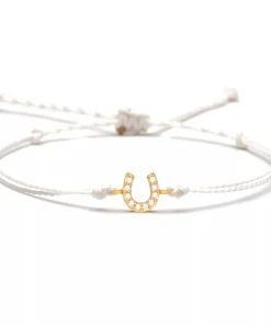 Bracciale macramè con ferro di cavallo - Bianco