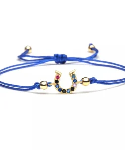 Bracciale macramè con ferro di cavallo - Royal zirconi colorati
